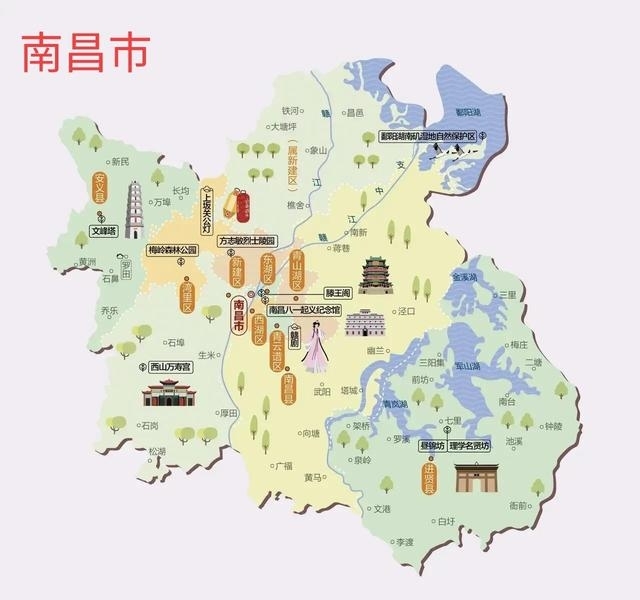 江西旅游景点地图（江西省的各大旅游城市景区地图）