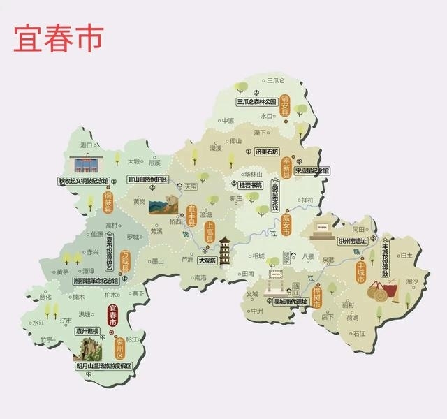 江西旅游景点地图（江西省的各大旅游城市景区地图）