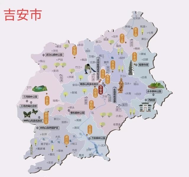 江西旅游景点地图（江西省的各大旅游城市景区地图）