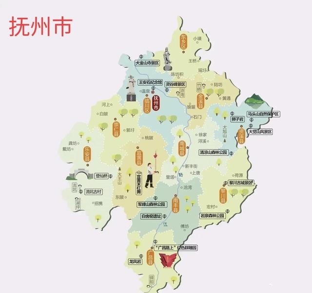 江西旅游景点地图（江西省的各大旅游城市景区地图）