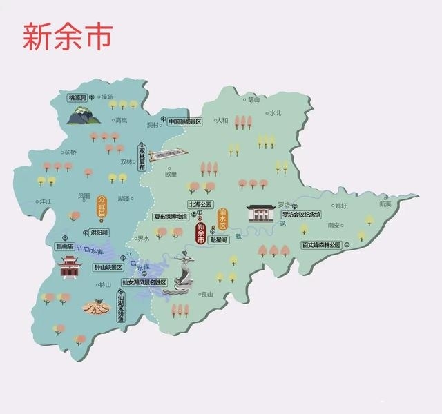 江西旅游景点地图（江西省的各大旅游城市景区地图）