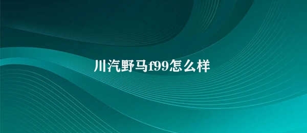 川汽野马f99怎么样 四川汽野马F99性能优越