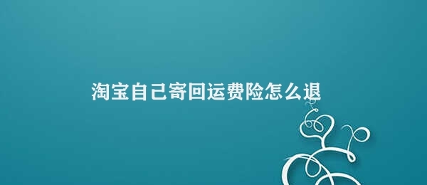 淘宝自己寄回运费险怎么退 退款流程淘宝自己寄回运费险