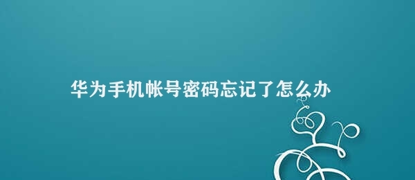 华为手机帐号密码忘记了怎么办 找回华为帐号密码方法指南