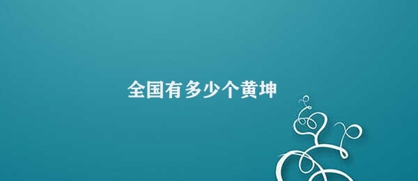 全国有多少个黄坤 黄坤的分布情况