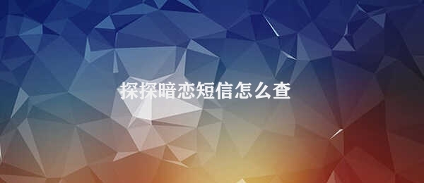 探探暗恋短信怎么查 探探暗恋短信查询方法