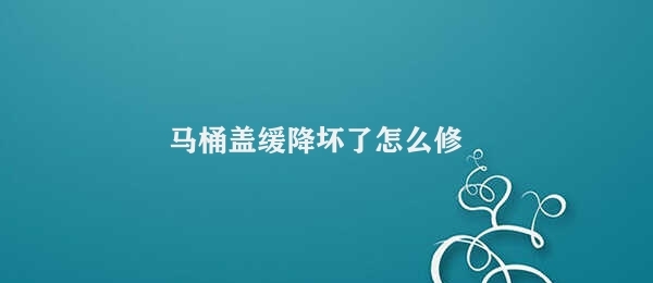 马桶盖缓降坏了怎么修 马桶盖缓降修理