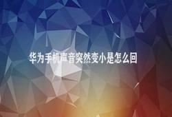 华为手机声音突然变小是怎么回事 华为手机声音突然降低