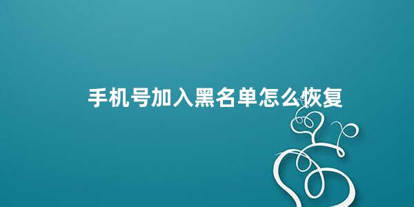 手机号加入黑名单怎么恢复