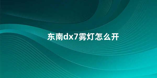 东南dx7雾灯怎么开