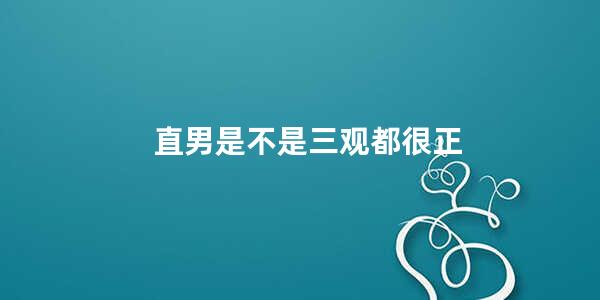 直男是不是三观都很正