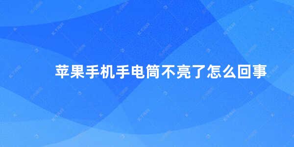 苹果手机手电筒不亮了怎么回事