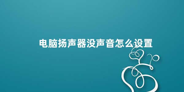 电脑扬声器没声音怎么设置