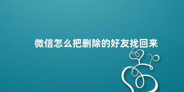 微信怎么把删除的好友找回来