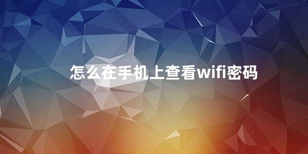 怎么在手机上查看wifi密码