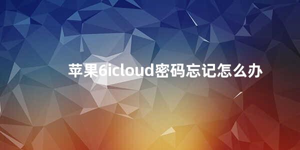 苹果6icloud密码忘记怎么办