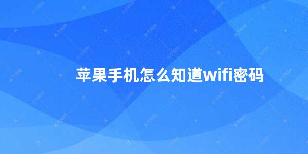 苹果手机怎么知道wifi密码