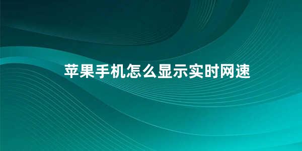 苹果手机怎么显示实时网速