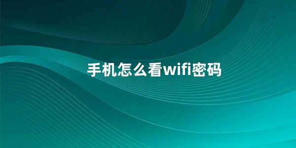 手机怎么看wifi密码