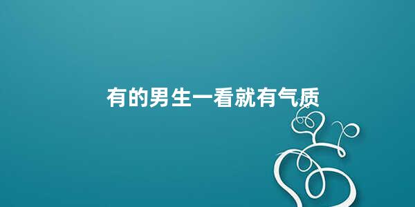 有的男生一看就有气质