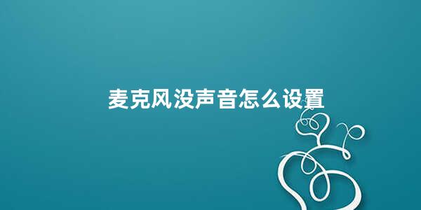 麦克风没声音怎么设置