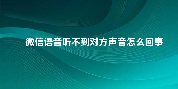 微信语音听不到对方声音怎么回事