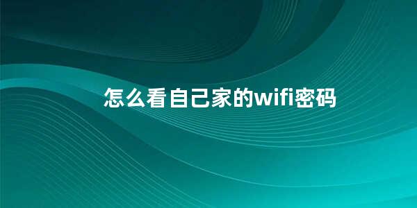 怎么看自己家的wifi密码