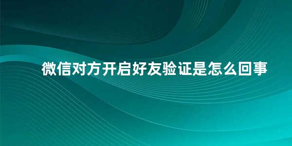 微信对方开启好友验证是怎么回事