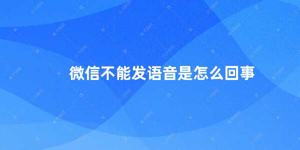 微信不能发语音是怎么回事