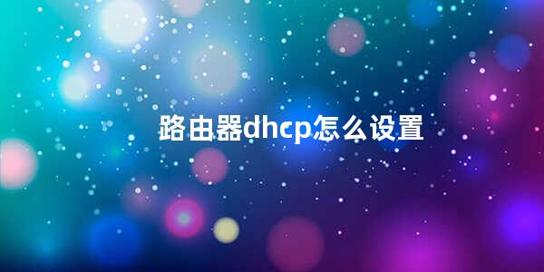 路由器dhcp怎么设置