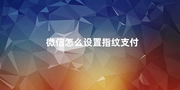 微信怎么设置指纹支付