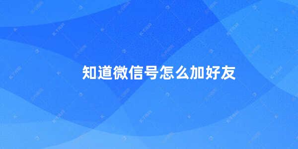 知道微信号怎么加好友