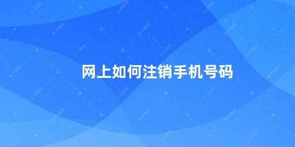 网上如何注销手机号码