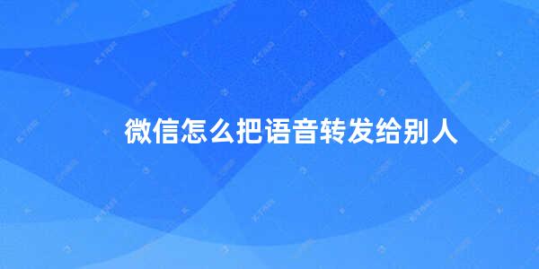 微信怎么把语音转发给别人