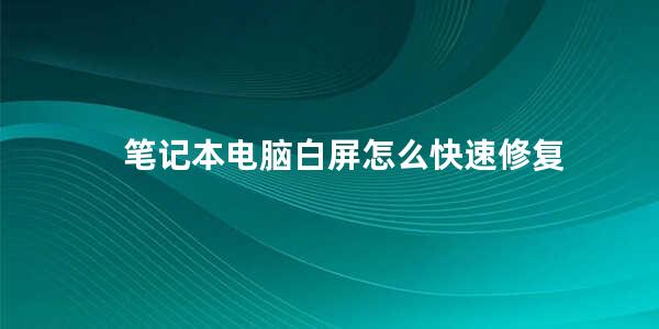 笔记本电脑白屏怎么快速修复