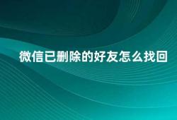 微信已删除的好友怎么找回（微信已删除好友的恢复方法）