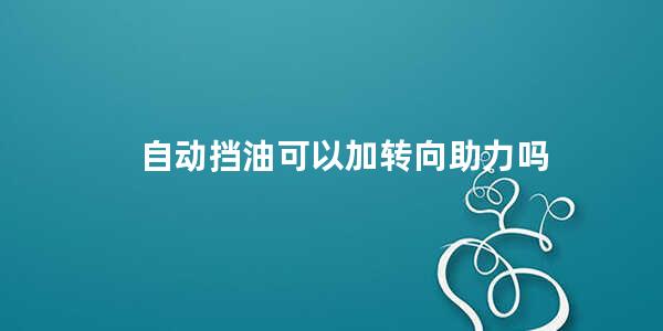 自动挡油可以加转向助力吗