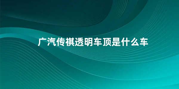 广汽传祺透明车顶是什么车