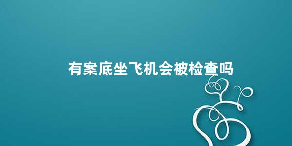 有案底坐飞机会被检查吗