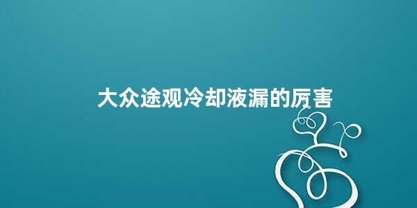 大众途观冷却液漏的厉害