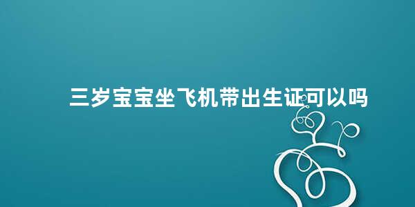 三岁宝宝坐飞机带出生证可以吗