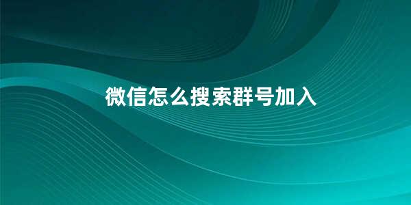 微信怎么搜索群号加入