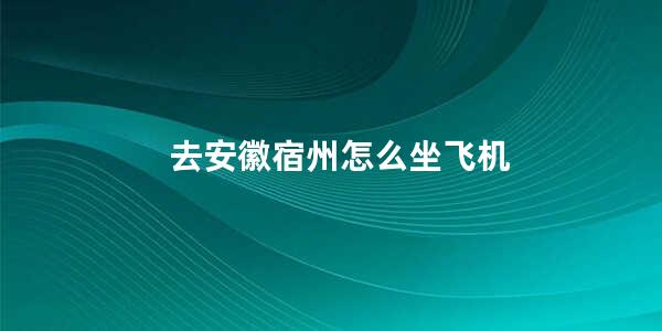 去安徽宿州怎么坐飞机