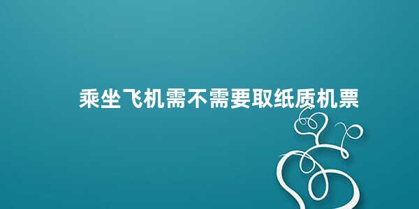 乘坐飞机需不需要取纸质机票