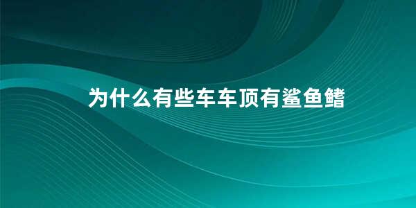 为什么有些车车顶有鲨鱼鳍