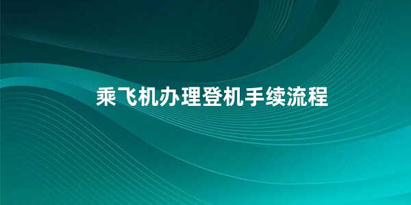 乘飞机办理登机手续流程