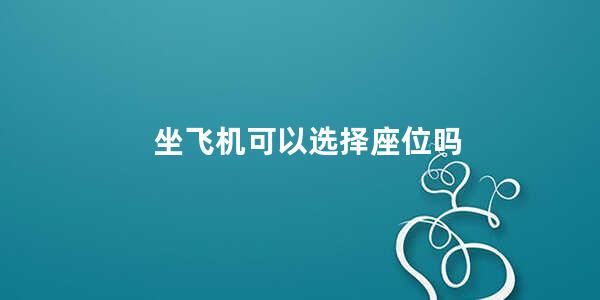 坐飞机可以选择座位吗