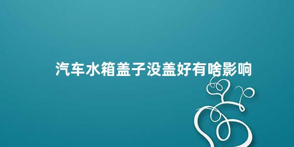 汽车水箱盖子没盖好有啥影响