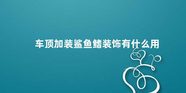 车顶加装鲨鱼鳍装饰有什么用