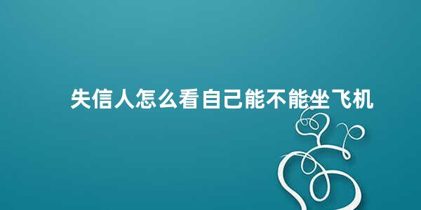 失信人怎么看自己能不能坐飞机